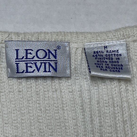 Vintage Leon Levin Sweater Vest Women M White Golf Theme Embroidered Button Down - Picture 5 of 9